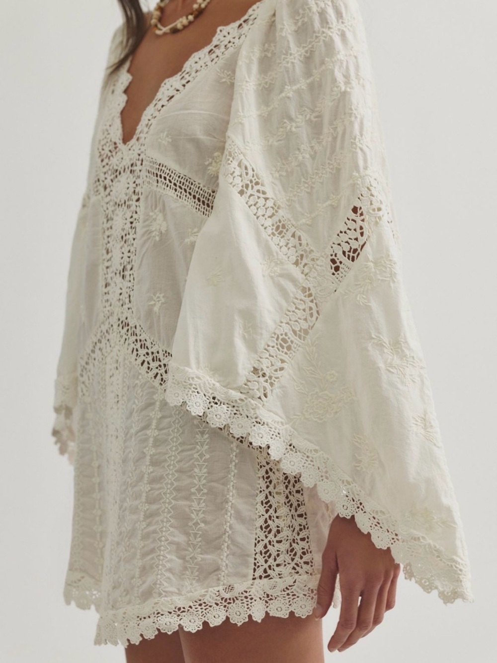 ❌SOLD❌ NWT Free People Wildflower Muse Mini Dress in Egret - Picture 2 of 11